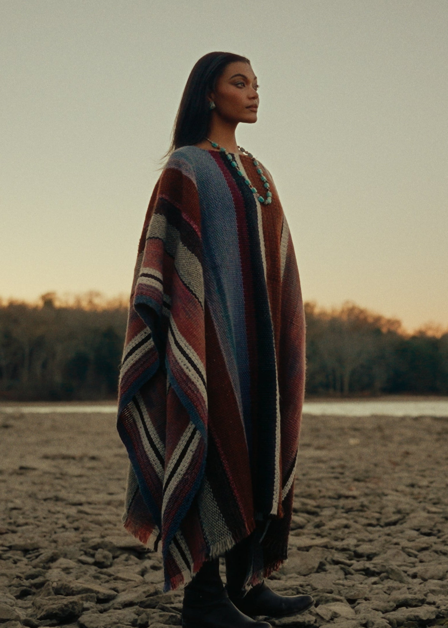 Cleolia Reversible Woven Poncho