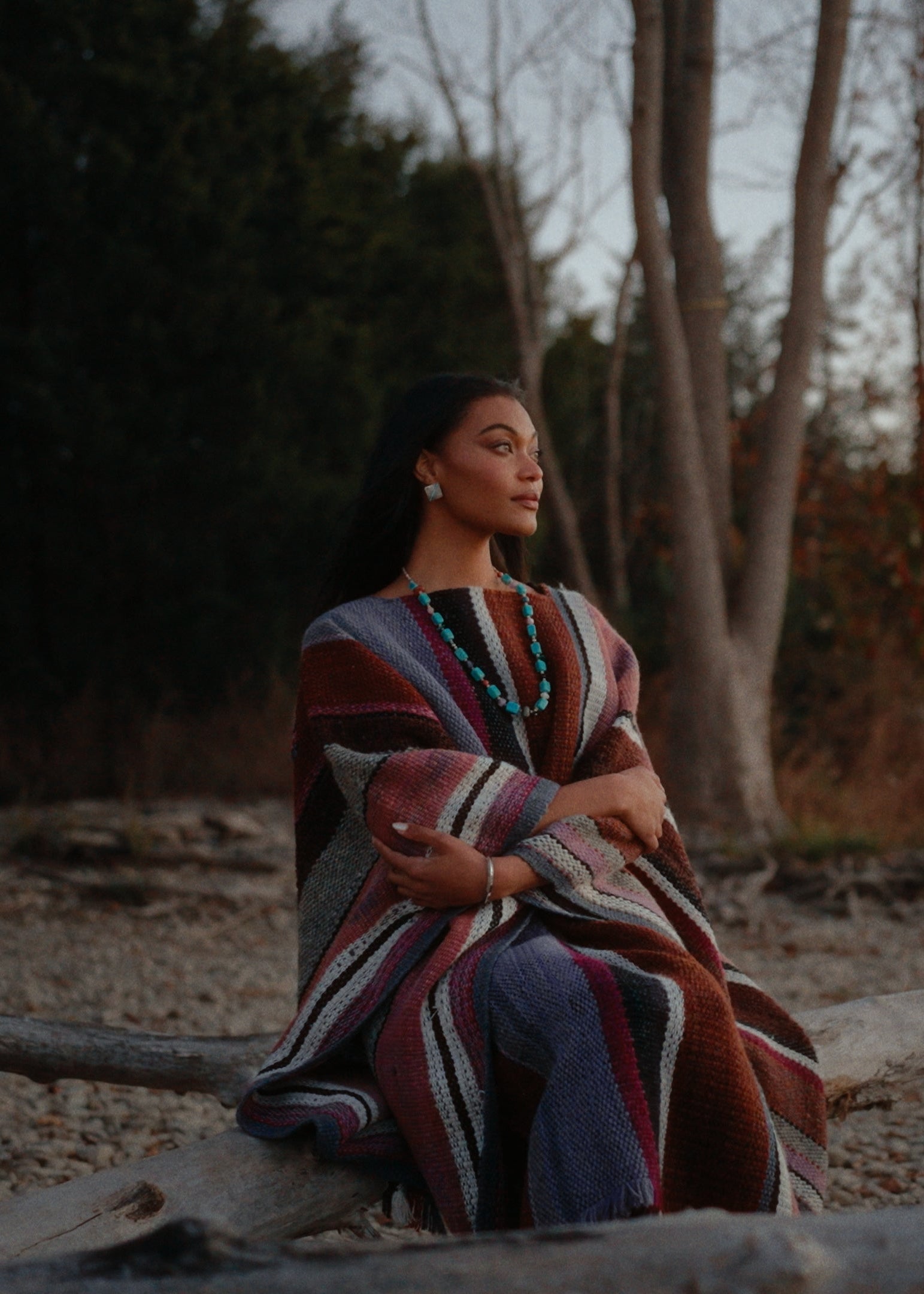Cleolia Reversible Woven Poncho